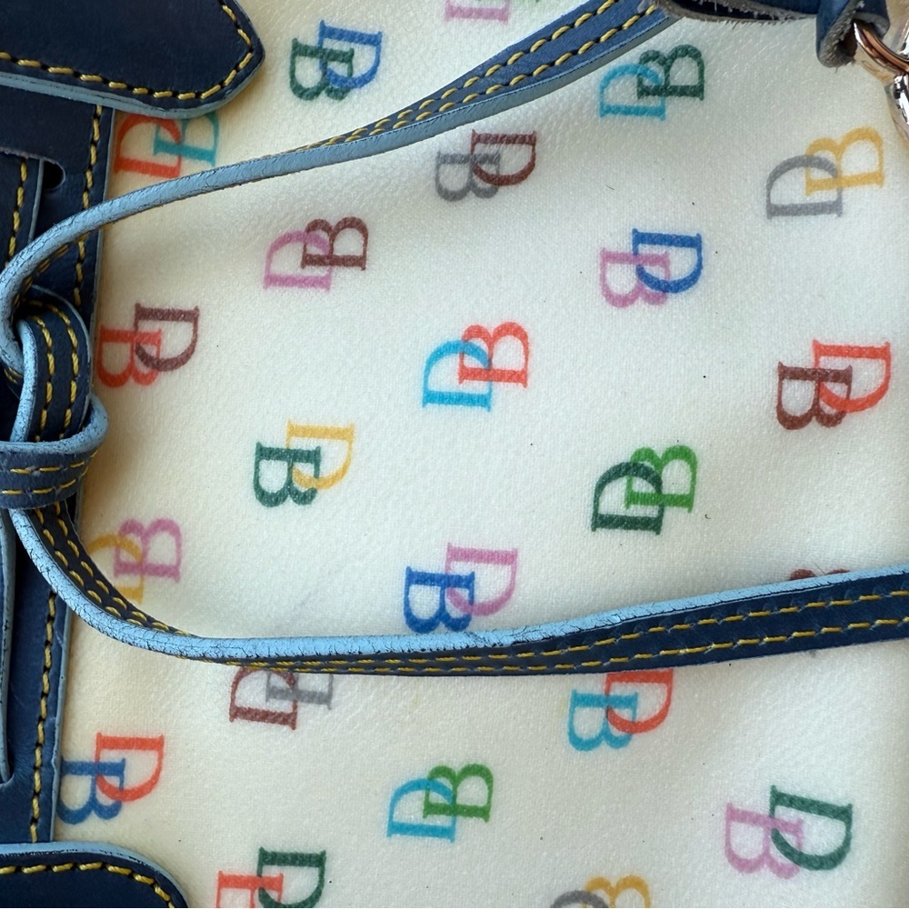 Dooney & Bourke Navy Trim Multicolor Logo Tote - Picture 7 of 9